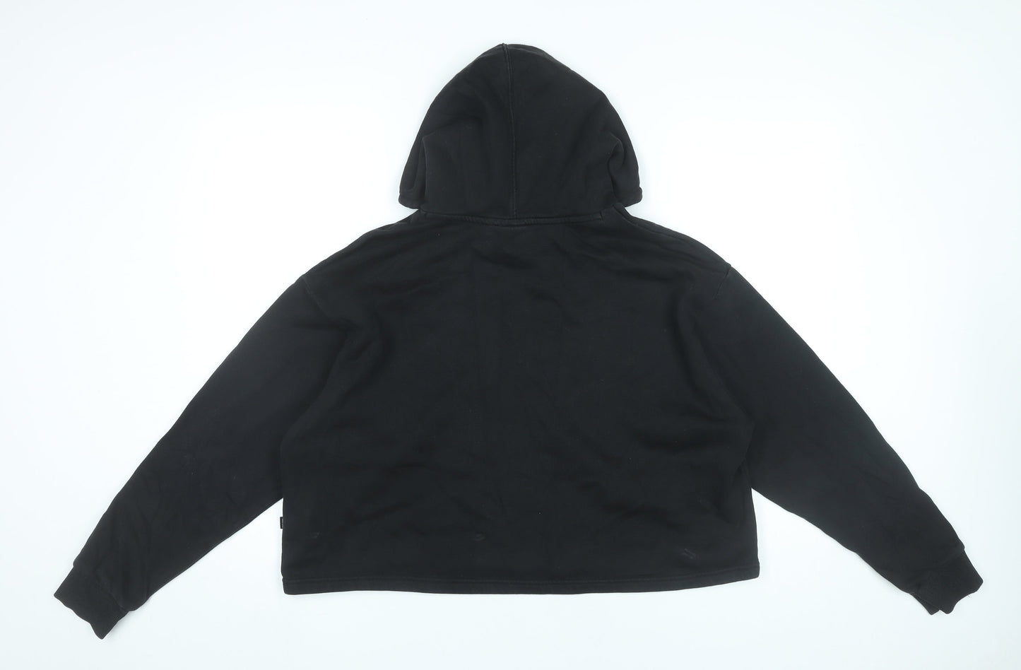 Puma Womens Black Pullover Hoodie L Cotton Blend Logo Sportswear