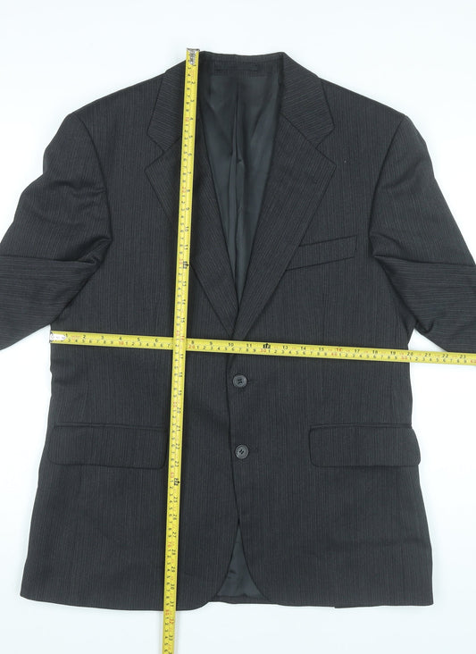 Centaur Men’s Black Pinstripe Wool Blend Blazer Jacket 40 Short Classic Formal