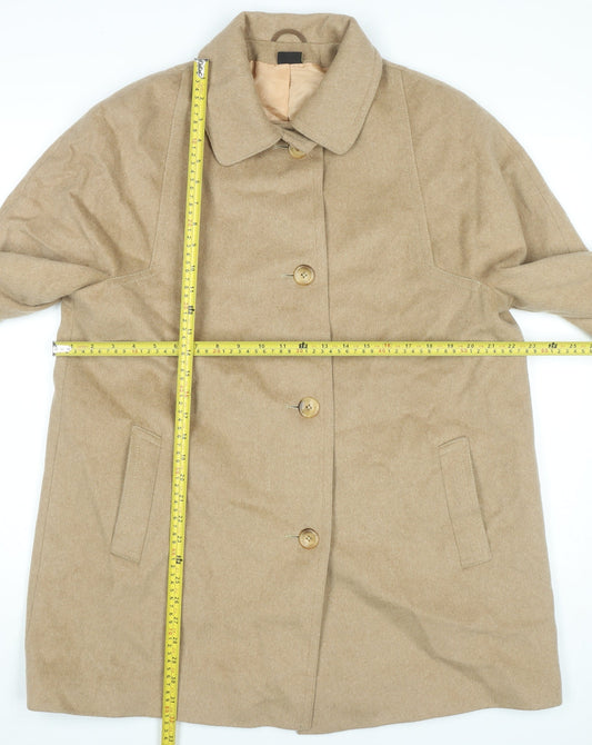 Lampert London Womens Beige Cashmere Wool Coat UK 16 Classic Overcoat