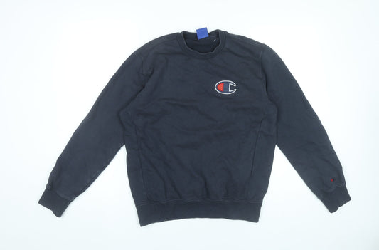 Champion Men’s Black Medium Pullover Sweatshirt Crew Neck Logo