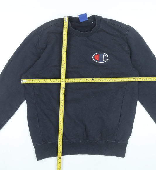 Champion Men’s Black Medium Pullover Sweatshirt Crew Neck Logo