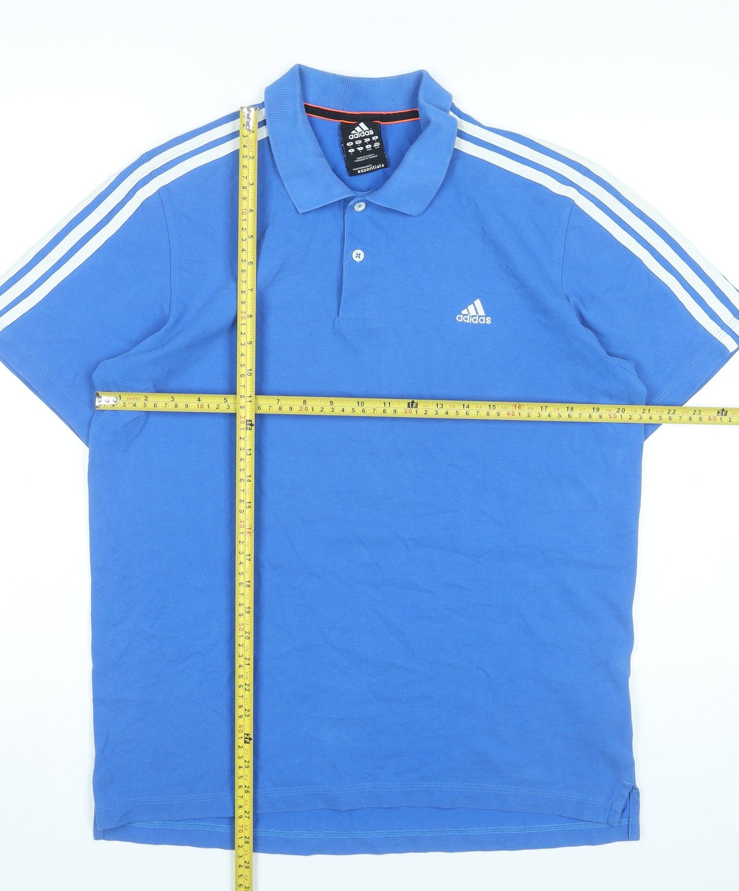 Adidas Men’s Blue Polo Shirt Size L Short Sleeve Cotton Blend Sportswear