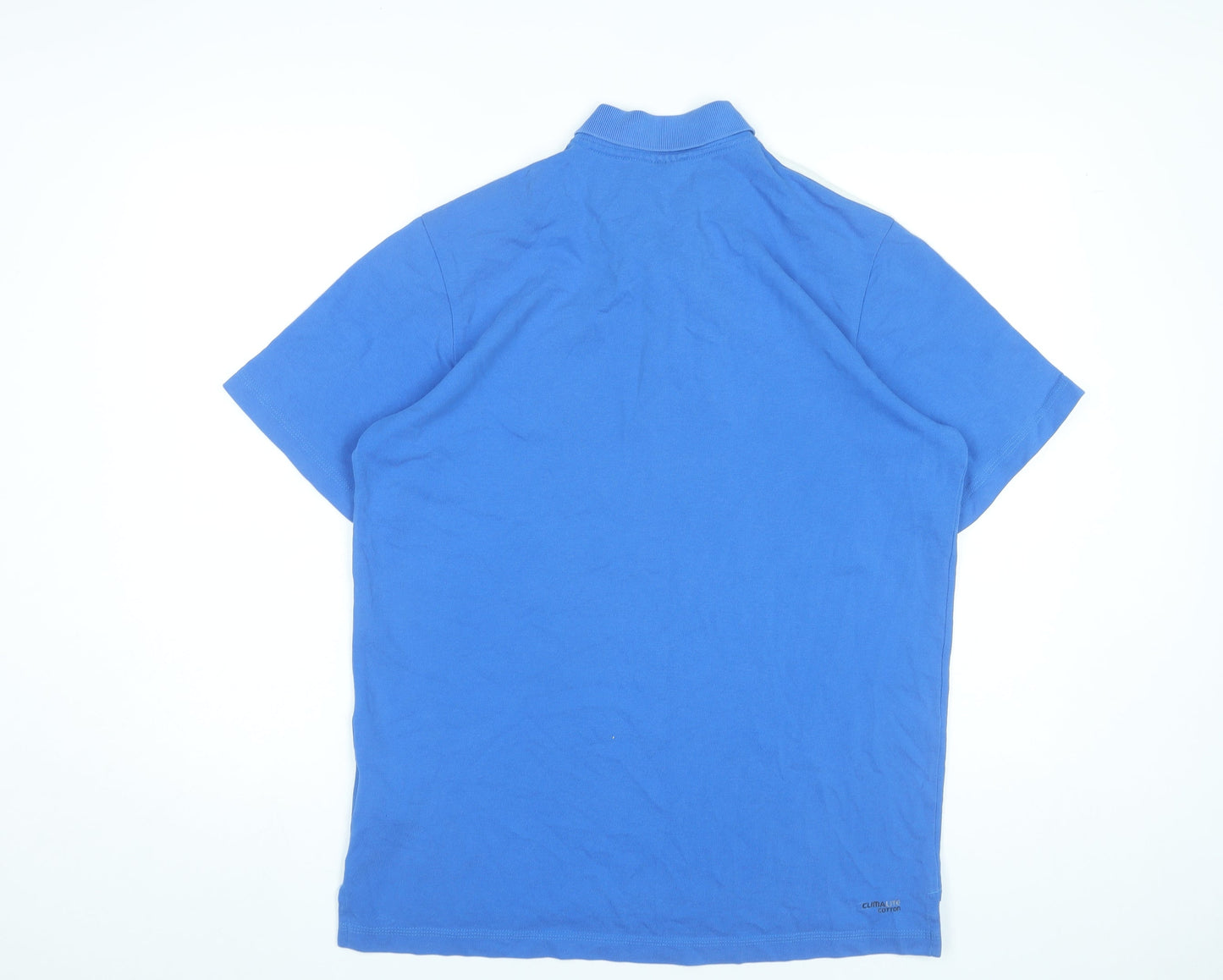 Adidas Men’s Blue Polo Shirt Size L Short Sleeve Cotton Blend Sportswear