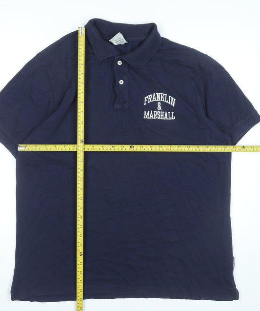Franklin & Marshall Men’s Blue Polo Shirt L Cotton Logo Casual