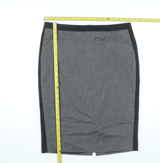 Warehouse Womens Grey Size 14 Pencil Skirt Workwear Lined Zip