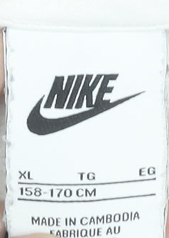 Nike Boys White XL Pullover Sweatshirt Crew Neck Long Sleeve Logo