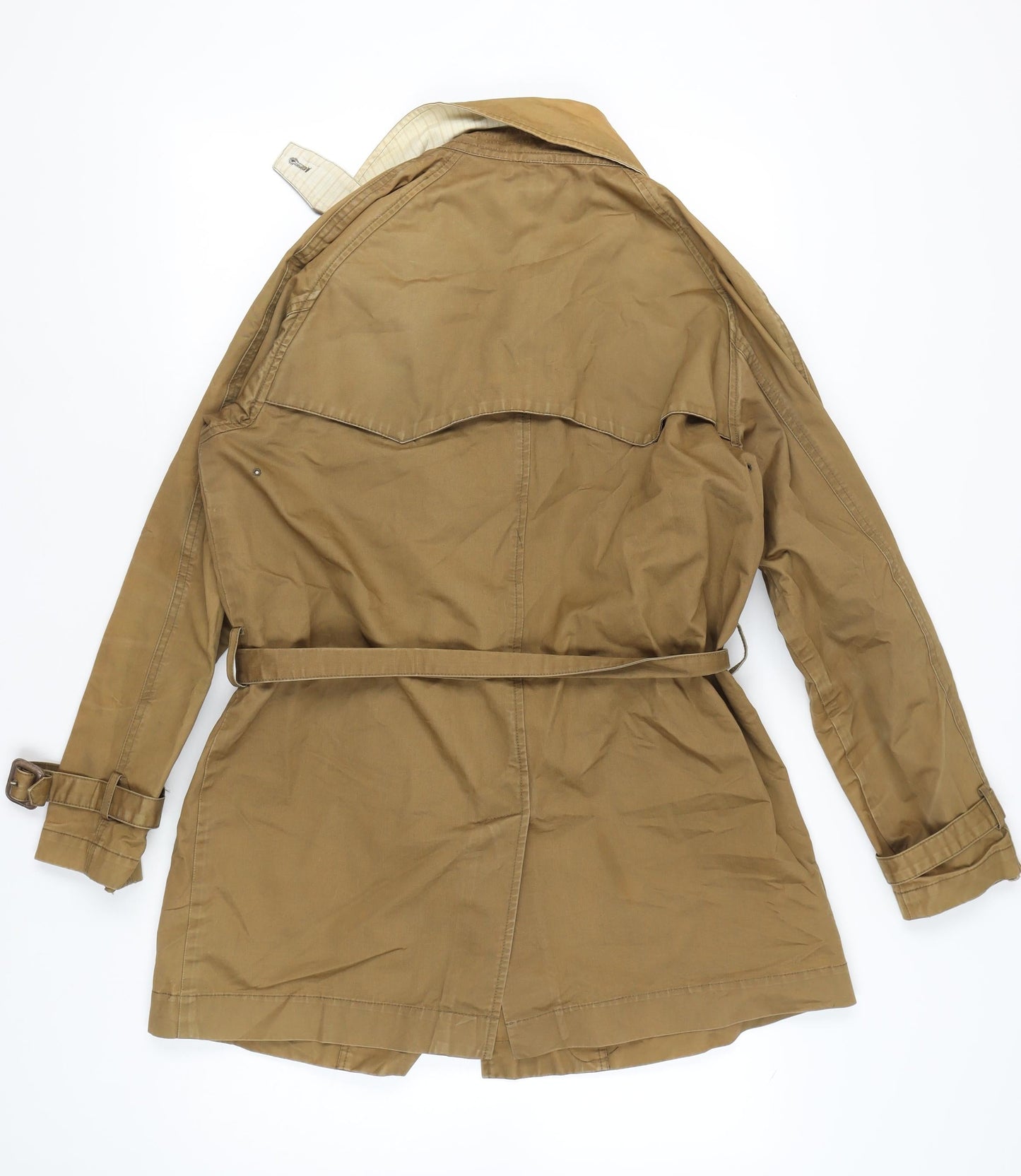 Fred Perry Men's Brown Cotton Trench Coat M Belted Classic