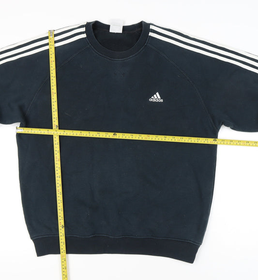Adidas Mens Black L Pullover Sweatshirt Crew Neck Long Sleeve Gym