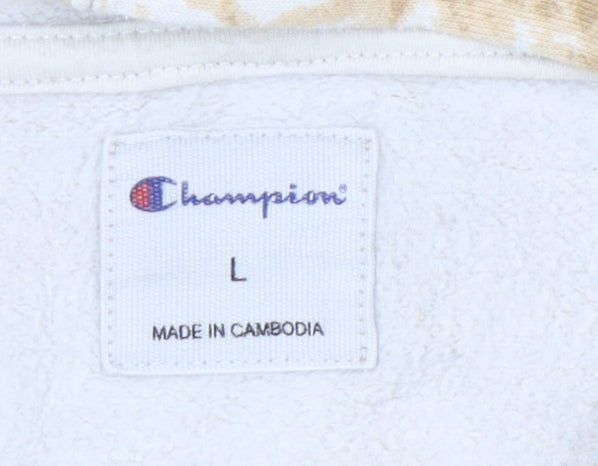Champion Womens Beige Tie Dye Pullover Hoodie Size L Logo Casual