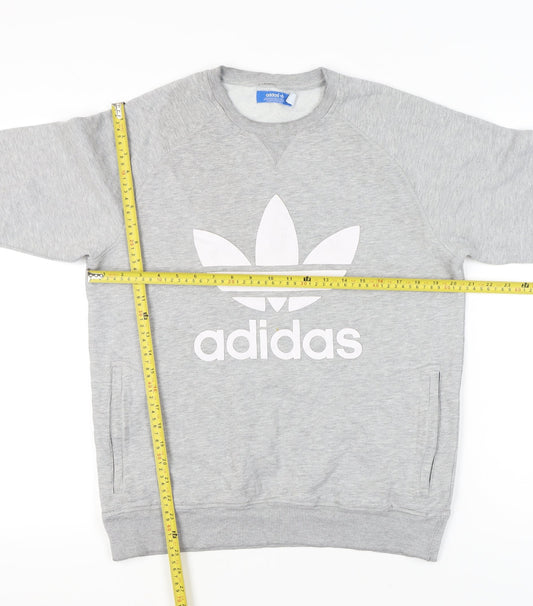 Adidas Womens Grey Sweatshirt Medium Pullover Logo Crew Neck