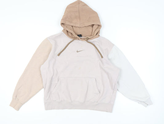 Womens UK S Regular Nike Beige Pullover Hoodie