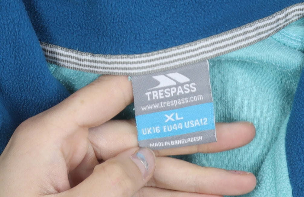 Trespass Women’s Blue Fleece Sweatshirt UK 16 XL 1/2 Zip Polyester