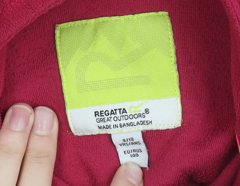 Regatta Girls Red Fleece 1/4 Zip Sweatshirt 9-10 Years Outdoor Pullover