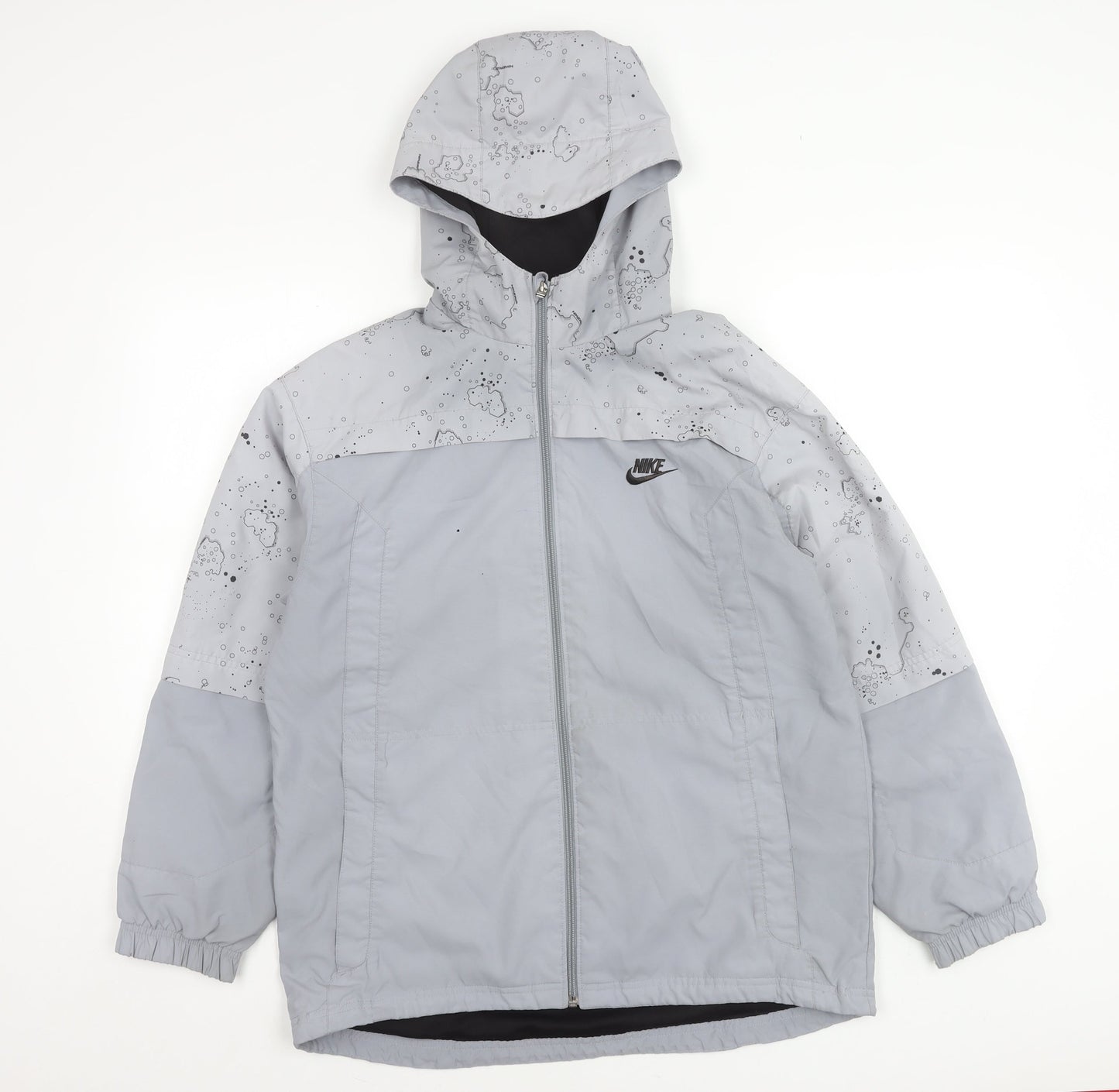 Nike Teens Grey XL Hooded Windbreaker Jacket with Logo