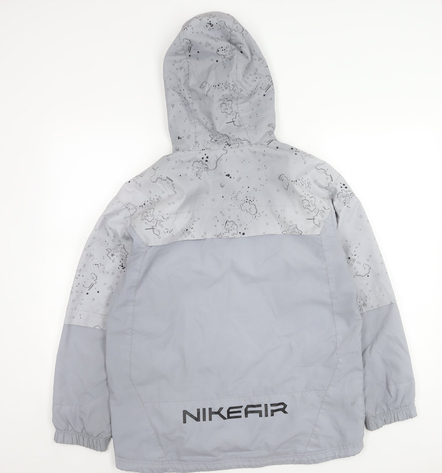 Nike Teens Grey XL Hooded Windbreaker Jacket with Logo
