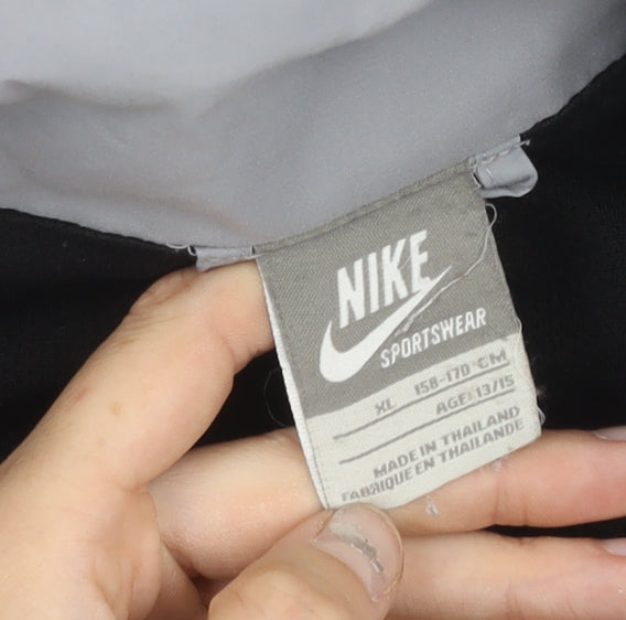 Nike Teens Grey XL Hooded Windbreaker Jacket with Logo