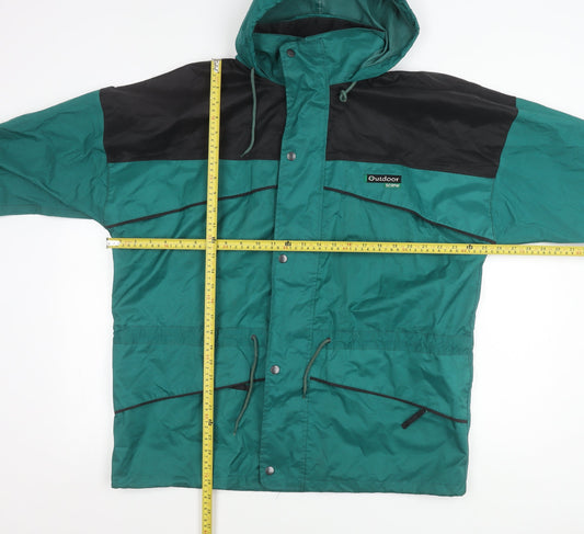 Outdoor Scene Mens Green Rain Coat Jacket M Hooded PVC Waterproof