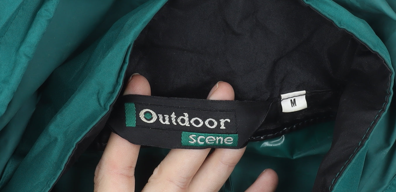Outdoor Scene Mens Green Rain Coat Jacket M Hooded PVC Waterproof