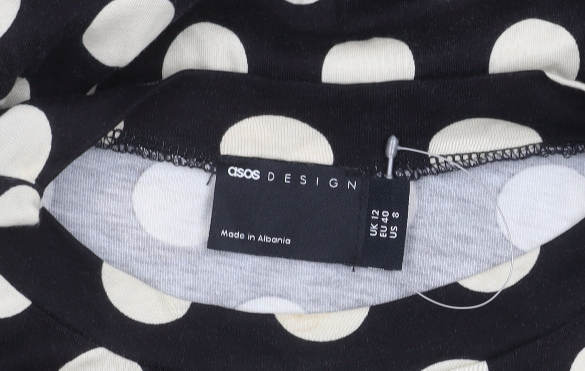 Additional view of ASOS DESIGN Women’s Black Polka Dot Cotton Bodycon Midi Dress UK 12