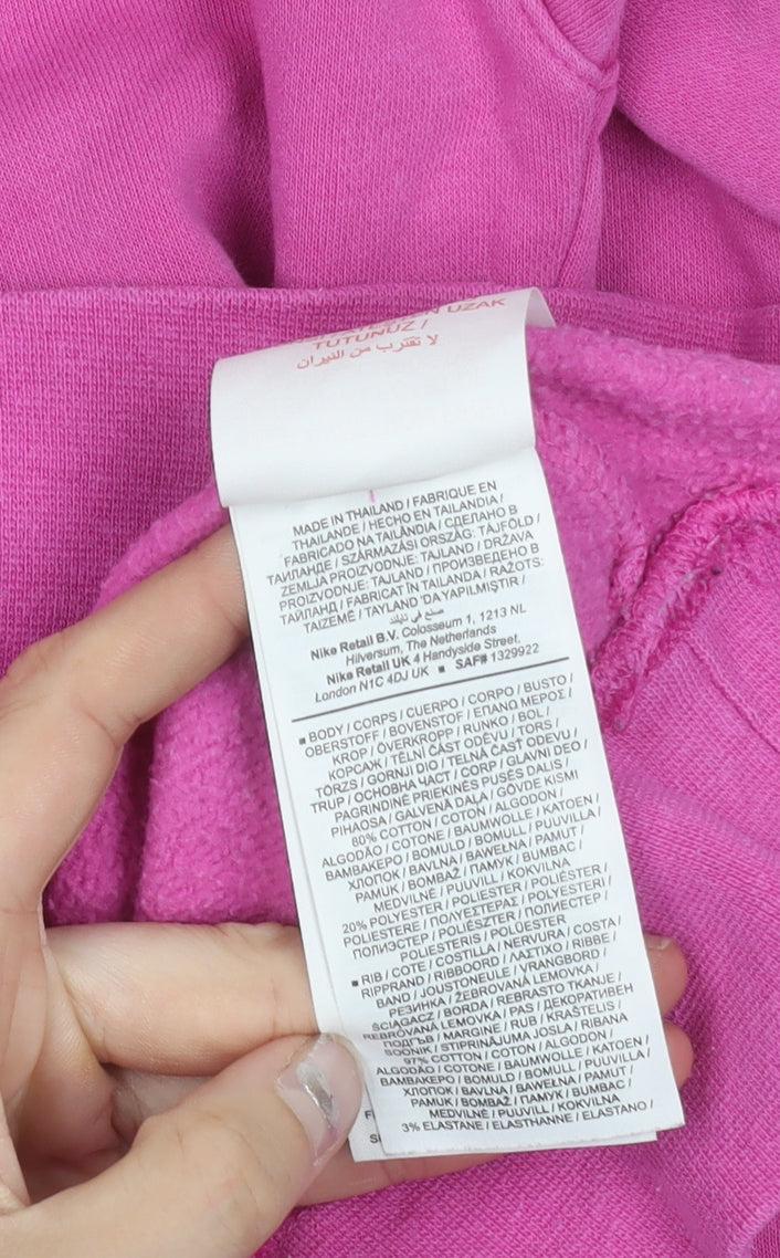 Nike Girls Pink Pullover Sweatshirt Size 146 Crew Neck Logo Long Sleeve