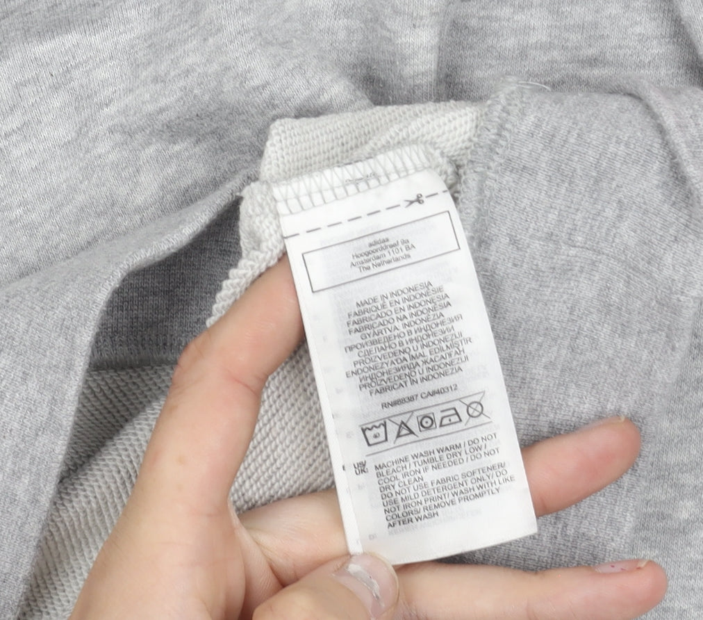 Adidas Girls Grey Logo Sweatshirt 10-11 Years Pullover Crew Neck