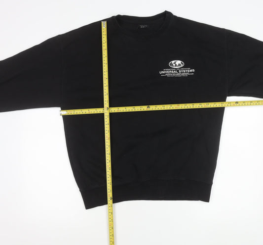 New Look Men Black Graphic Print Pullover Sweatshirt Size M