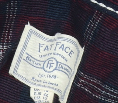FatFace Womens Shirt Dress UK 14 Multicoloured Checked Cotton Long Sleeve