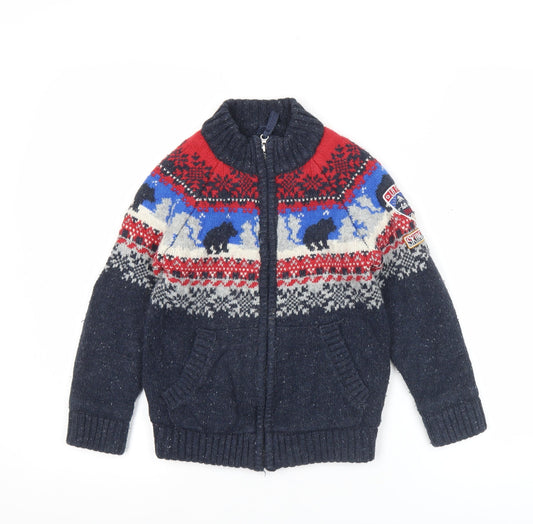 FatFace Boys Multicoloured Fair Isle Full Zip Cardigan Jumper 6-7 Years