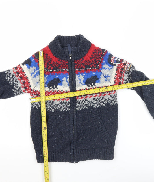 FatFace Boys Multicoloured Fair Isle Full Zip Cardigan Jumper 6-7 Years