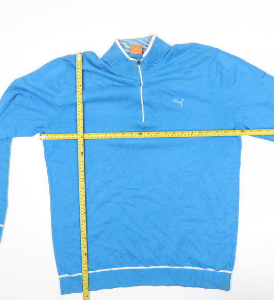 Puma Men’s Blue XL 1/2 Zip Mock Neck Golf Jumper Knit Long Sleeve
