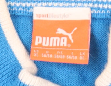 Puma Men’s Blue XL 1/2 Zip Mock Neck Golf Jumper Knit Long Sleeve
