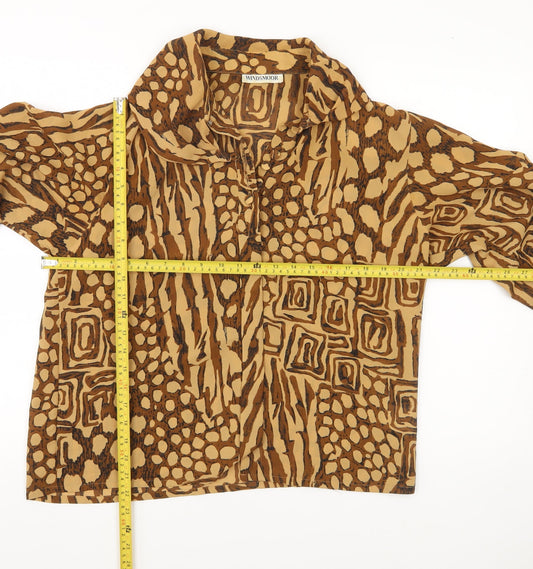 Windsmoor Women’s Brown Animal Print Blouse Size 14 Tunic Style
