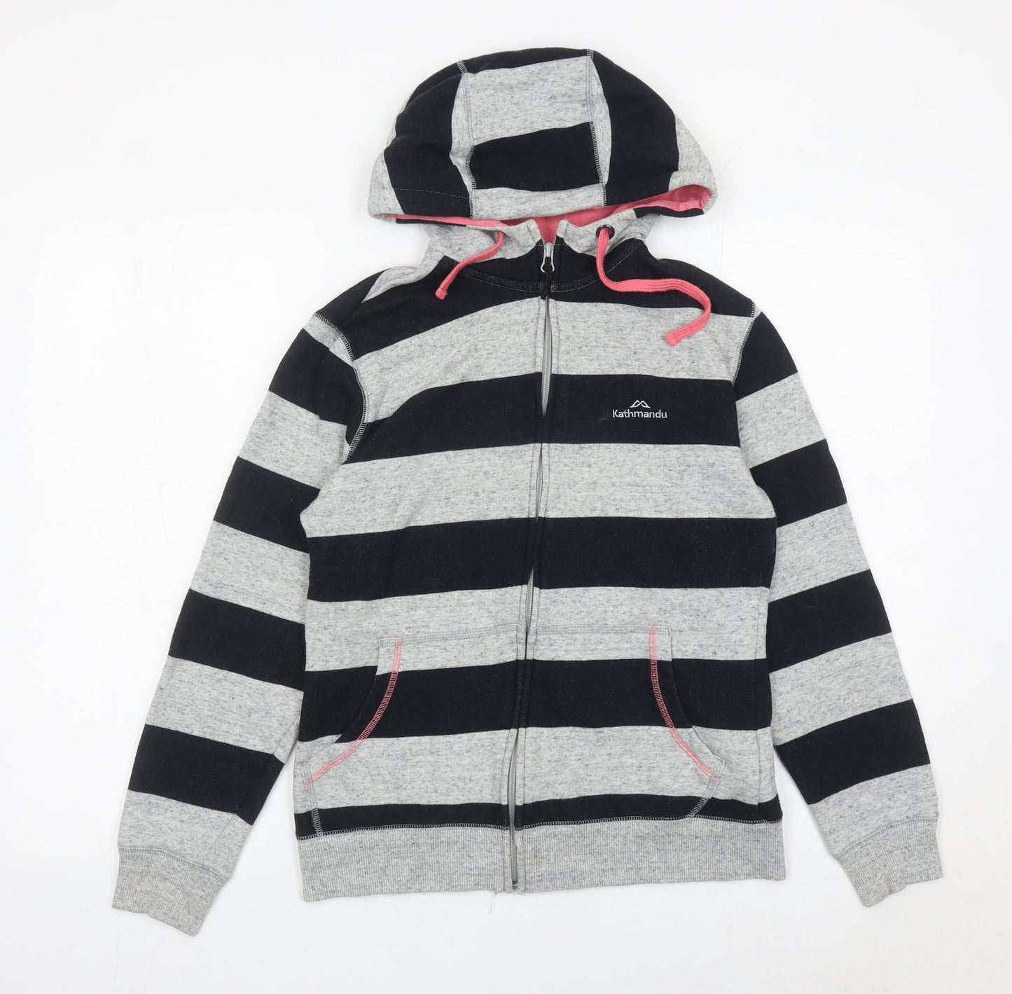 Kathmandu Womens Grey Black Striped Full Zip Hoodie Size 10