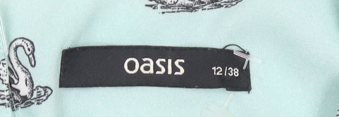 Oasis Womens Blue Swan Print Sleeveless Tank Top Size 12