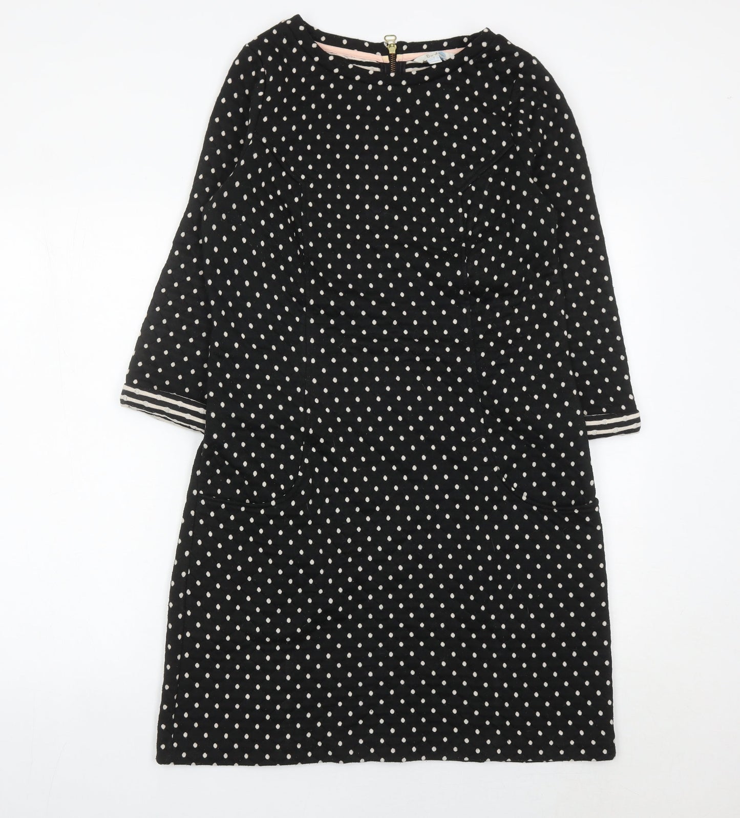 Boden Women’s Black Polka Dot Shift Dress Size 12 Workwear 3/4 Sleeve