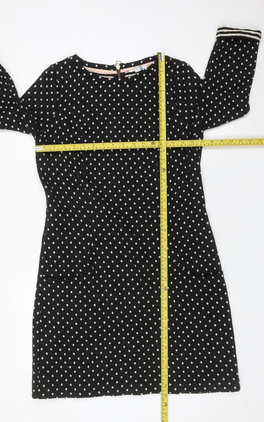 Boden Women’s Black Polka Dot Shift Dress Size 12 Workwear 3/4 Sleeve
