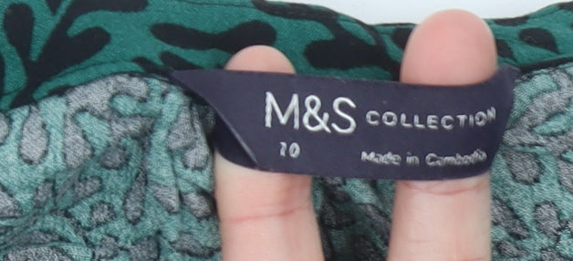 Marks and Spencer Womens Green Size 10 Shift Dress Long Sleeve