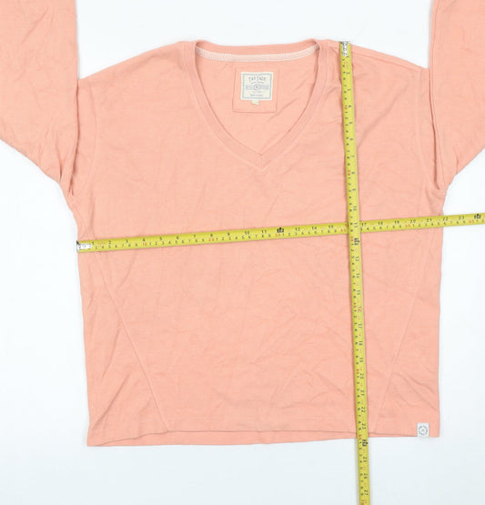 Fat Face Womens Pink V-Neck Cotton Blend Jumper Size 12
