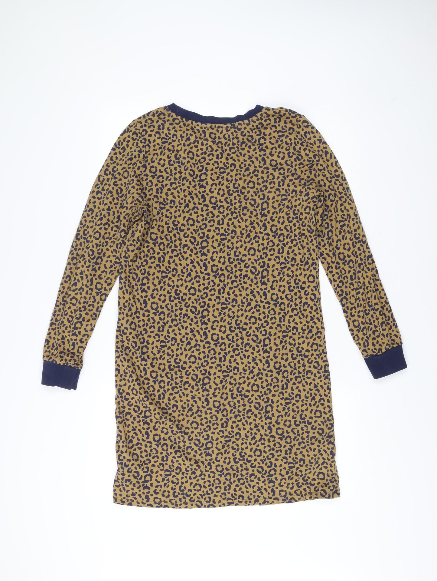 Boden Women’s Brown Leopard Print Cotton Shift Dress Size 10 Long Sleeve