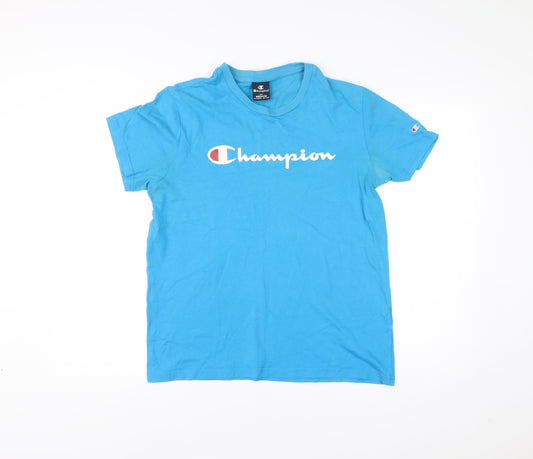 Champion Men’s Blue Medium Crew Neck Graphic Logo T-Shirt