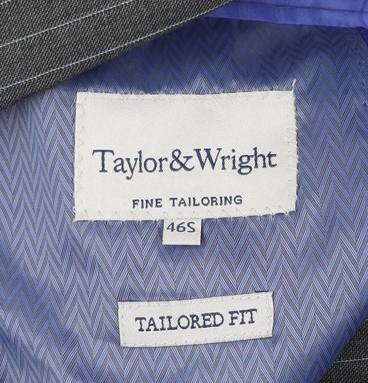 Additional view of Taylor & Wright Men’s Grey Pinstripe Blazer 46S Tailored Fit Jacket