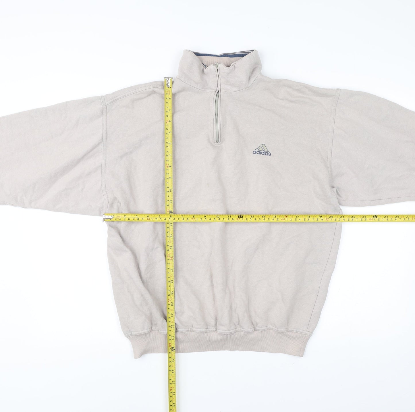 Adidas Men’s Beige 1/4 Zip Sweatshirt L High Neck Logo Pullover