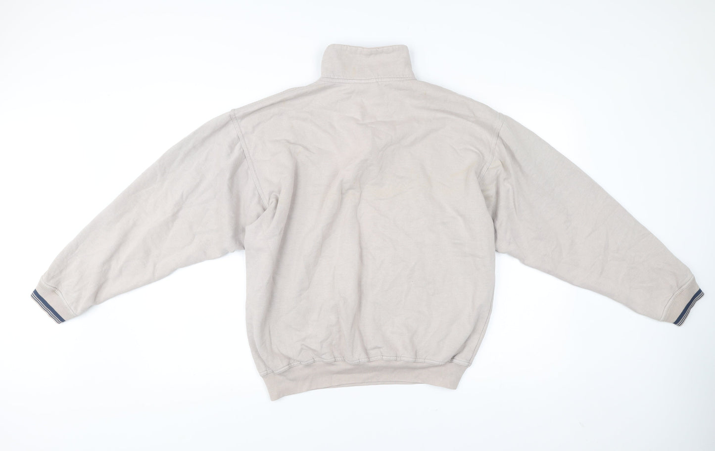 Adidas Men’s Beige 1/4 Zip Sweatshirt L High Neck Logo Pullover