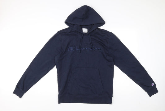 Champion Men's Blue M Pullover Hoodie Logo Embroidered