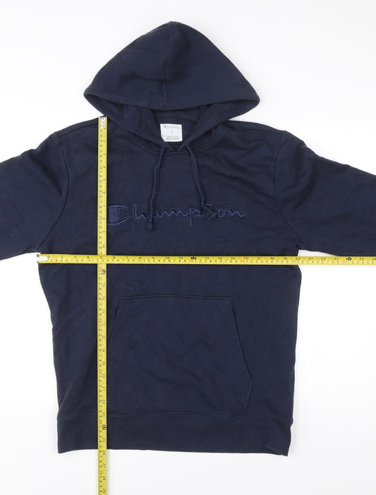 Champion Men's Blue M Pullover Hoodie Logo Embroidered