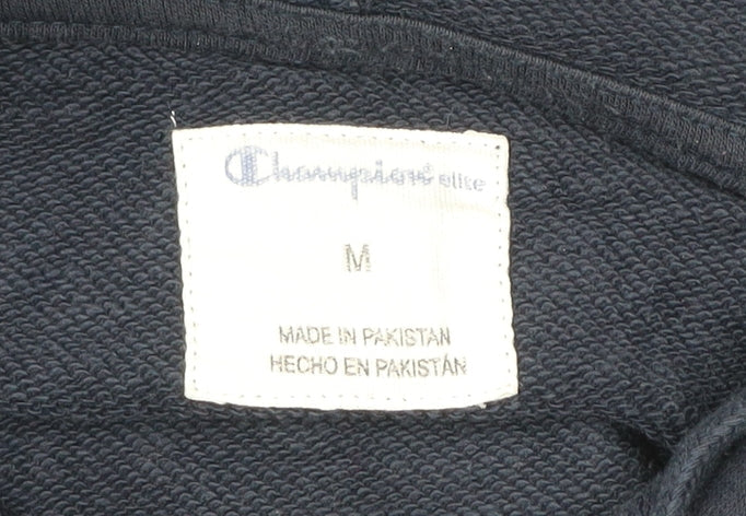 Champion Men's Blue M Pullover Hoodie Logo Embroidered