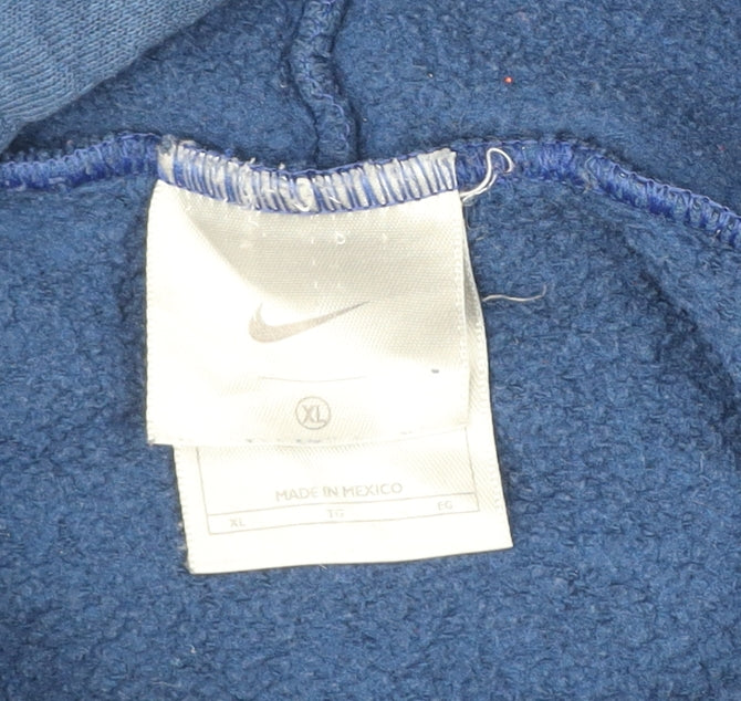 Nike Mens Blue Pullover Hoodie XL Fleece Cotton Blend