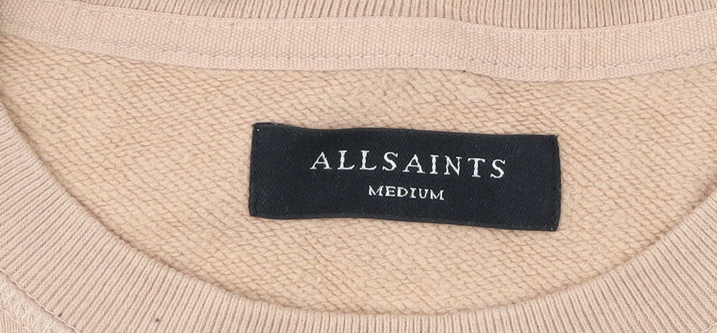 AllSaints Mens Beige Medium Pullover Sweatshirt Crew Neck Cotton