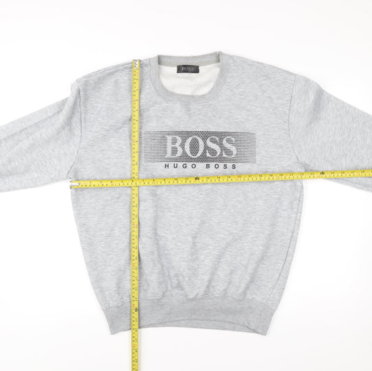 Hugo Boss Mens Grey XL Logo Sweatshirt Crew Neck Pullover
