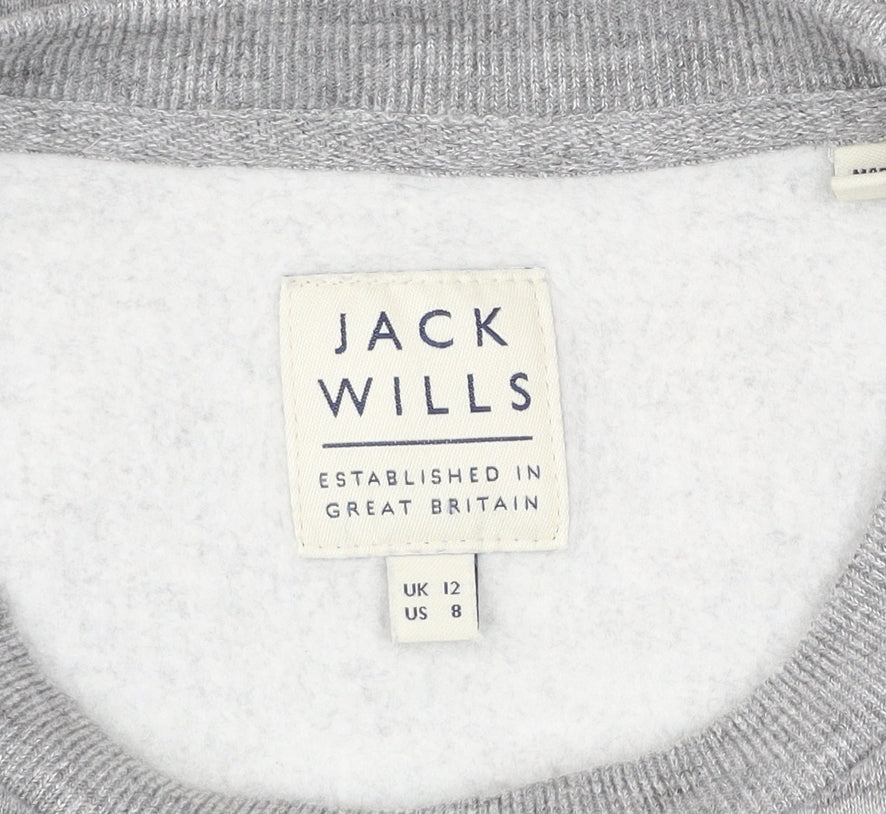 Jack Wills Womens Grey Crew Neck Sweatshirt UK 12 Cotton Blend